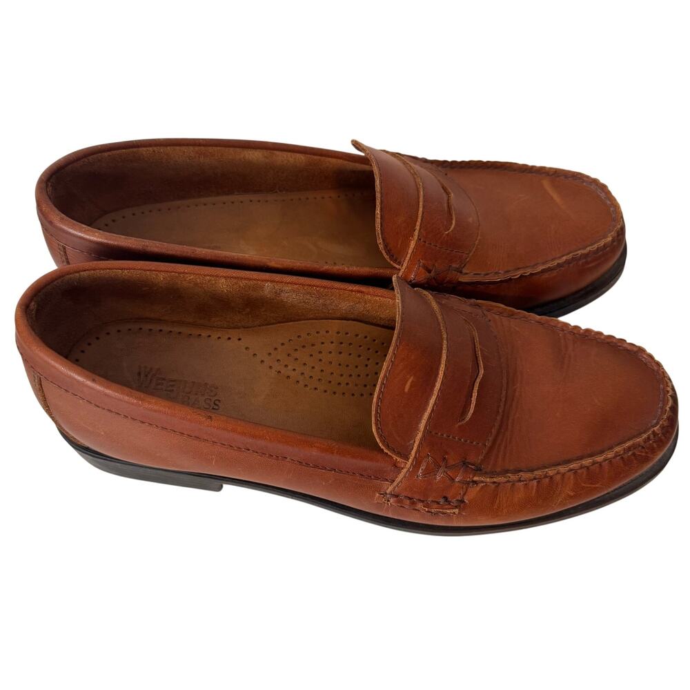 Weejuns Bass Katherine II Leather Penny Loafers Women’s Size 9 W Brown/Cognac